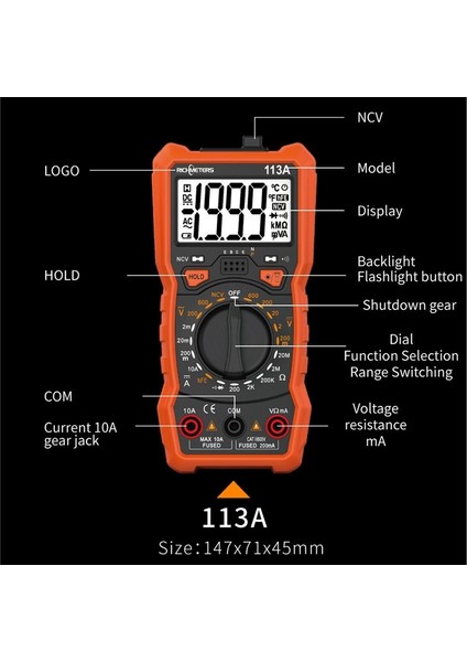 Büyük LCD Ekran Ncv Dijital Multimetre 2000 Sayım Elektrik Sayacı Otomatik Değişen Ac/dc Gerilim Metre Test Cihazı Elektronik Prob ile (Yurt Dışından)