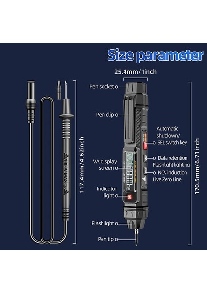 Aneng Akülü Temassız Dijital Multimetre 4000 Sayım Ac/dc Gerilim Test Cihazı Kalem Ohm-Diyot Test Cihazı Aracı (Yurt Dışından) fırsatları