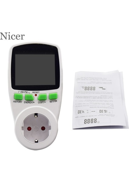 2200W Dijital LCD Wer Metre Wattmetre Soket Watt Kwh Watt-Saat Metre Ölçüm Soketi Wer Analizörü Grafik ile (Yurt Dışından)