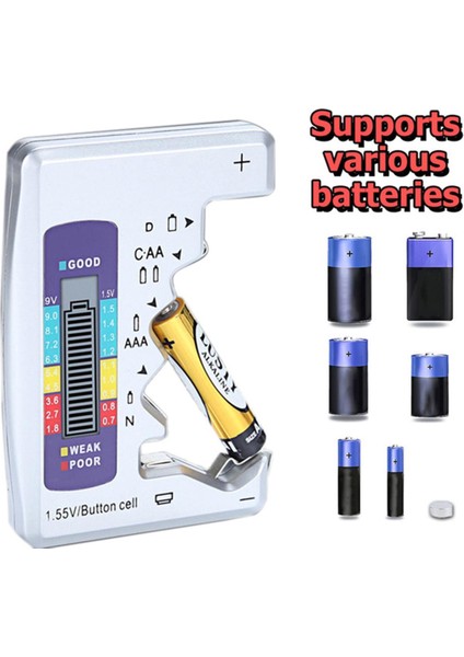 【sıcak】 Dijital Pil Test Cihazı Cdn Aa Aaa 9V 1.5V Düğme Pil Kapasitesi Kontrol Dedektörü LCD Ekran Kapasite Teşhis Aracı (Yurt Dışından)
