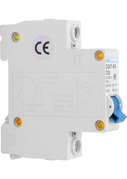 Kaçak Akım Devre Kesiciler, 32A 1p Mini Devre Kesici 6000A Kesme Kapasitesi Dın Ray Montajlı Koruyucu Ac 230V 400V Ev Için (Yurt Dışından)