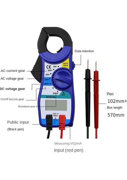KT87N Dijital Multimetre Amper Pens Metre Kerpeten Ac/dc Akım Gerilim Test Cihazı Frekans Sayacı Güç Ölçer Testi Kullanımı Kolay (Yurt Dışından) fiyatları