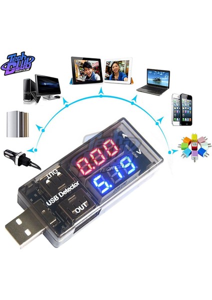 Çift USB Akım Gerilim Şarj Dedektörü Test Cihazı Pil Voltmetre Ampermetre Şarj Cihazı Doktor Mobil Güç Şarjı Kırmızı + Mavi (Yurt Dışından) fırsatları