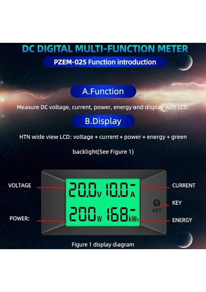 Peacefaır PZEM-025 Dc Dijital Test Cihazı Çift Yönlü Ampermetre Voltmetre Enerji Watt Metre (Yurt Dışından)