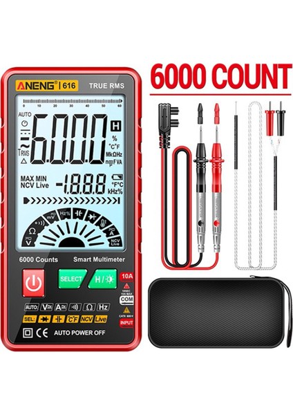 Büyük Ekran Dijital Multimetre 6000 Sayım Evrensel Metre Elektrik Test Cihazı Multitester Ac/dc Voltmetre Ampermetre Diyot Kapasite Direnç Ölçer (Yurt Dışından)