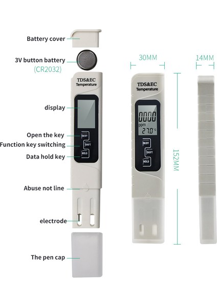3'ü 1 Arada Su Kalitesi Testi Digitale Ph Ölçer 0.00-14.0 Ph Test Cihazı Ölçer Termometre 0-9999 US/CM0-9999 Ppm 0.1- 80.0 Bahçe Suyu Monito (Yurt Dışından) fiyatları