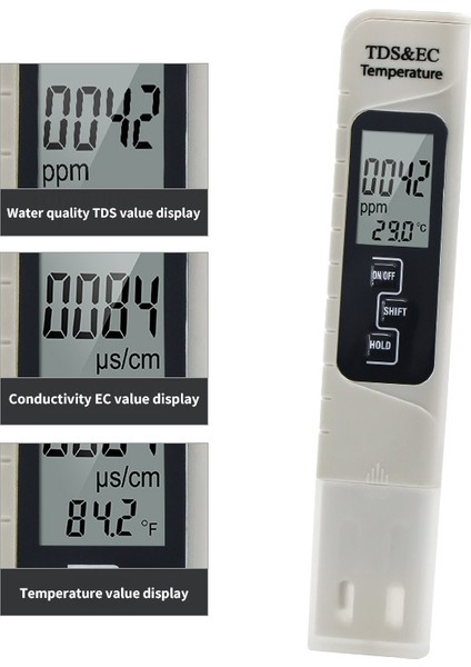 3'ü 1 Arada Su Kalitesi Testi Digitale Ph Ölçer 0.00-14.0 Ph Test Cihazı Ölçer Termometre 0-9999 US/CM0-9999 Ppm 0.1- 80.0 Bahçe Suyu Monito (Yurt Dışından) indirimleri