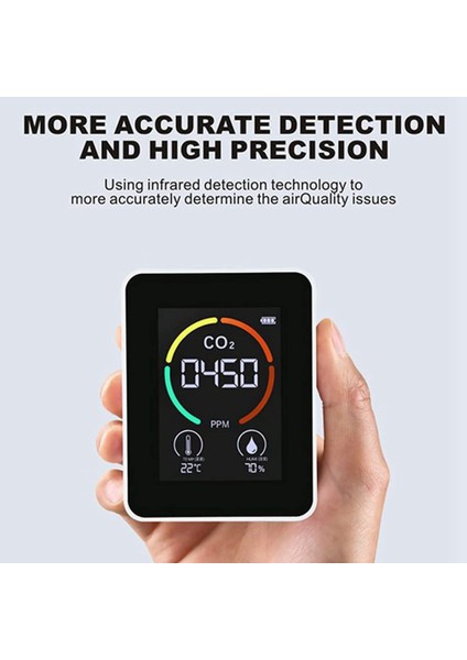 Hava Monitörü Co2 Caon Dioksit Dedektörü Hava Kalitesi Monitörü, Beyaz (Yurt Dışından)