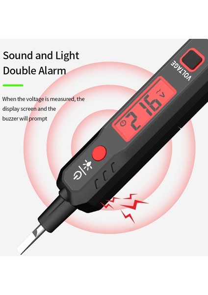 Dijital Ekran Ölçüm Kalemi Voltmetre Elektrikçi Tornavida Çift Amaçlı Elektrikli Test Kalemi 12-300 V Indüksiyon Ses Kontrollü Test Cihazı Kalem (Yurt Dışından)