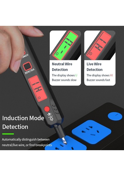 Dijital Ekran Ölçüm Kalemi Voltmetre Elektrikçi Tornavida Çift Amaçlı Elektrikli Test Kalemi 12-300 V Indüksiyon Ses Kontrollü Test Cihazı Kalem (Yurt Dışından)
