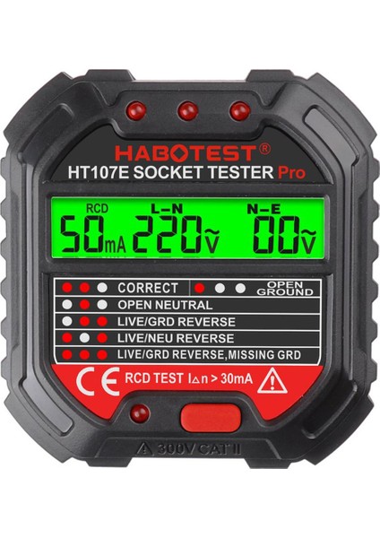 Devre Polarite Soket Test Cihazı Habotes Gfcı 90-250V Soket Test Cihazı HT107E (Yurt Dışından)