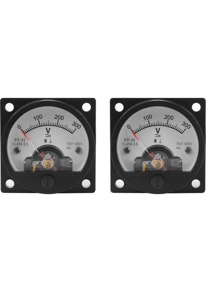 Lkpcıgcxm 2x Ac 0-300V Yuvarlak Analog Kadran Panel Metre Voltmetre Ölçer Siyah (Yurt Dışından)