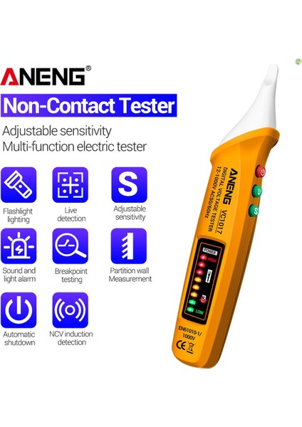 Aneng VC1017 Ac Gerilim Dedektörü Devre Test Cihazı Kalem Tipi Gerilim Test Cihazı Ncv Elektrik Kalem Test Cihazı Hat Algılama Elektrik Teknisyeni Için Akıllı Test Kalemi (Yurt Dışından)