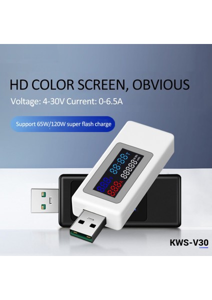 Ncanruı 6 In 1 USB Test Cihazı DC4-30V IPS Ekran Dijital Gerilim Güç Zamanlama Kapasitesi Ölçer Dedektörü Akım, Gerilim, Siyah (Yurt Dışından) fiyatları
