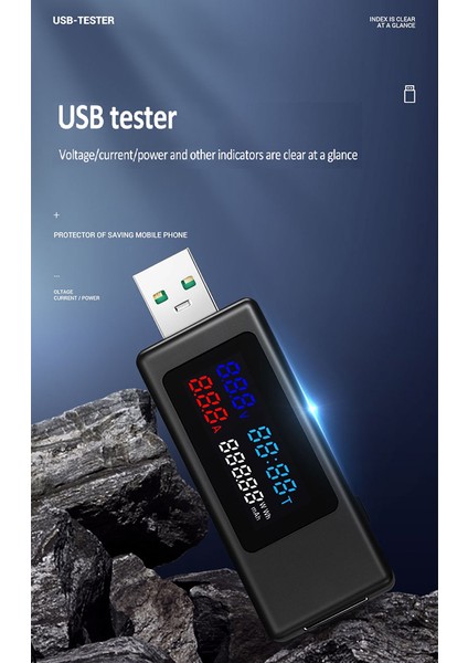 Ncanruı 6 In 1 USB Test Cihazı DC4-30V IPS Ekran Dijital Gerilim Güç Zamanlama Kapasitesi Ölçer Dedektörü Akım, Gerilim, Siyah (Yurt Dışından) modelleri
