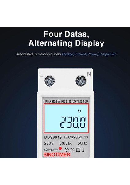 Sınotımer DDS6619-008 LCD Dijital Ekran Wattmetre Güç Tüketimi Enerji Elektrik Sayacı Enerji Ölçer (Yurt Dışından)