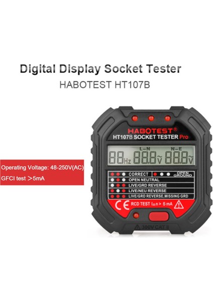 Devre Polarite Soket Test Cihazı Habotes Gfcı 90-250V Soket Test Cihazı HT107B (Yurt Dışından) fırsatları