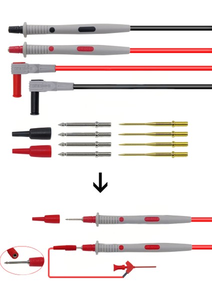 Xhhdqes P1503D Multimetre Probları Değiştirilebilir Iğneler Test Uçları Kitleri Dijital Multimetre Için Problar Multimetre Tel Ipuçları Için Kablo Feeler (Yurt Dışından)