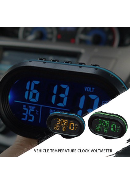 Ma Araba Sıcaklık Saati Voltmetre Araba Termometresi Elektronik Saat Gece Lambası (Yurt Dışından)