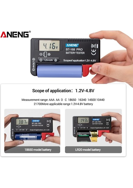 Dijital Pil Kapasitesi Teşhis Aracı Pil Test Cihazı LCD Ekran Kontrol Aaa Aa Düğme Hücresi Evrensel Test Cihazı (Yurt Dışından)