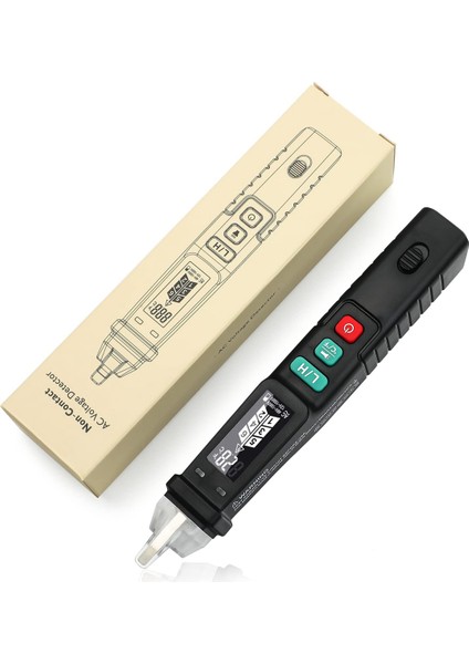 1 Parça 12V/48V-1000V Siyah Temassız Gerilim Test Cihazı W/lcd Ekran Çift Aralıklı Ac Gerilim Dedektörü Elektrik Test Cihazı Kalem (Yurt Dışından)