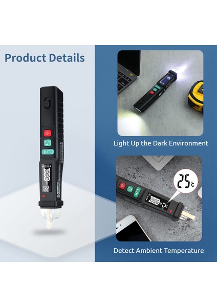 1 Parça 12V/48V-1000V Siyah Temassız Gerilim Test Cihazı W/lcd Ekran Çift Aralıklı Ac Gerilim Dedektörü Elektrik Test Cihazı Kalem (Yurt Dışından) fırsatları