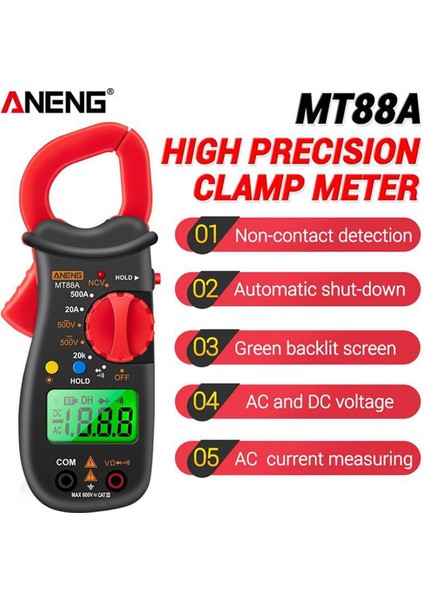 Taşınabilir LCD Dijital Kelepçe Multimetre Multitester Elektrik Gerilim Direnç Diyot Test Cihazı Ampermetre Voltmetre Ncv Metre Dc/ac Gerilim Test Cihazı Test Problu Akım Multimetre Ölçer (Yurt Dışından)