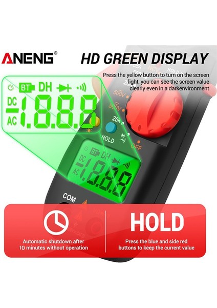 Taşınabilir LCD Dijital Kelepçe Multimetre Multitester Elektrik Gerilim Direnç Diyot Test Cihazı Ampermetre Voltmetre Ncv Metre Dc/ac Gerilim Test Cihazı Test Problu Akım Multimetre Ölçer (Yurt Dışından)