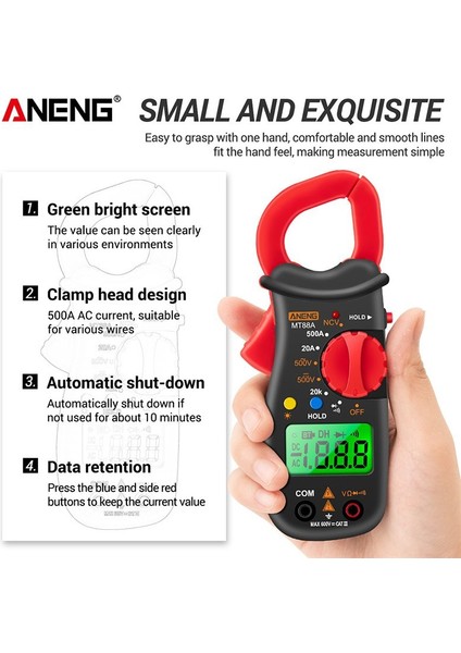 Taşınabilir LCD Dijital Kelepçe Multimetre Multitester Elektrik Gerilim Direnç Diyot Test Cihazı Ampermetre Voltmetre Ncv Metre Dc/ac Gerilim Test Cihazı Test Problu Akım Multimetre Ölçer (Yurt Dışından)
