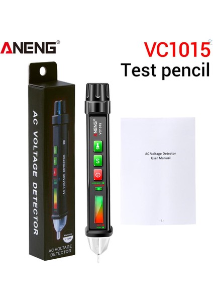 Tmp Aneng VC1015 Temassız Ac Gerilim Test Cihazı 12V-1000V Taşınabilir Ncv Ac Gerilim Dedektörü Sıfır / Canlı Tel Tanıma, El Feneri, Alarm Buzzer ile LED Ölçüm Kalemi (Yurt Dışından) fırsatları