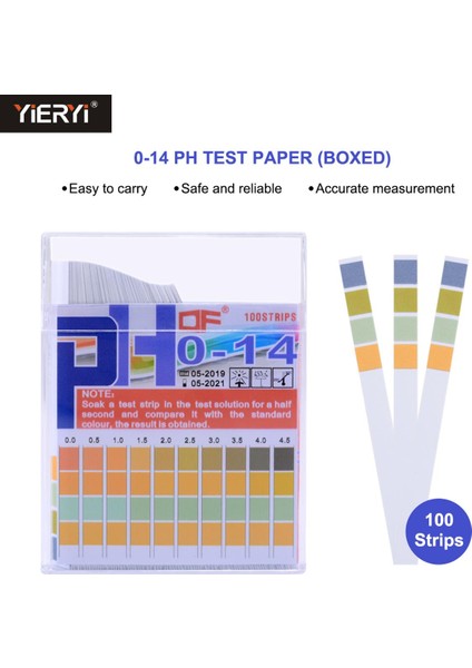 Yieryi 100 Adet Ph Şeritleri Test Göstergesi Test Kağıdı Premium Turnusol Test Cihazı Kağıdı Test Için Ideal Ph Suyun Seviyesi (Yurt Dışından)