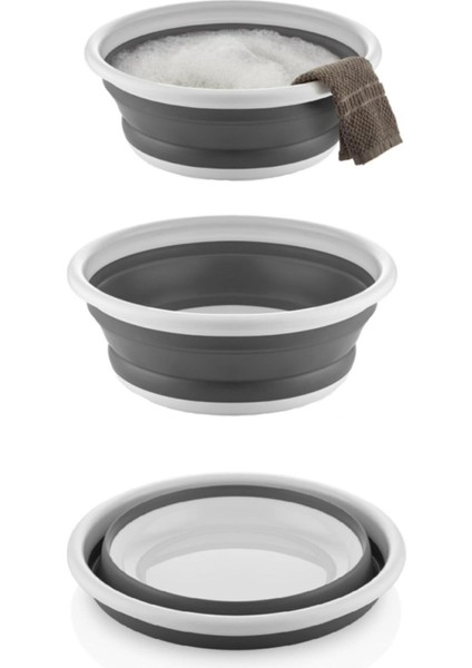 5'li Katlanır Banyo Mutfak Seti Katlanır Çamaşır Sepeti Kova Maşrapa Süzgeç Badya (Leğen)