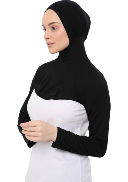 Boyunluklu Boneli Uzun Kolluk - Siyah fırsatları