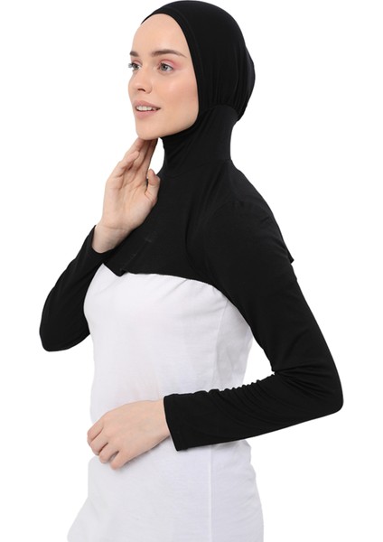 Boyunluklu Boneli Uzun Kolluk - Siyah indirimleri