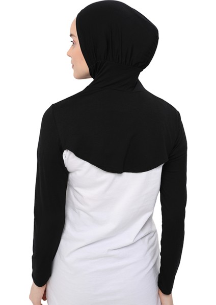 Boyunluklu Boneli Uzun Kolluk - Siyah