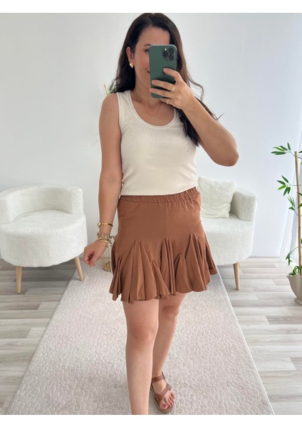 Kahverengi Şort Astarlı Pileli Etek fiyatları