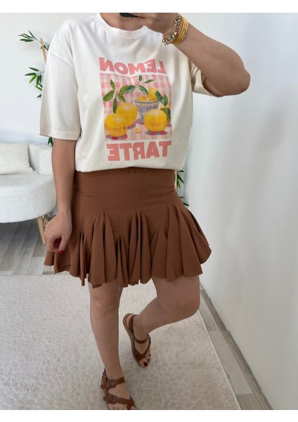Kahverengi Şort Astarlı Pileli Etek indirimleri