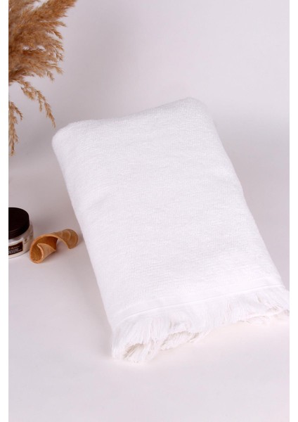 %100 Pamuk 75X140 Beyaz Banyo Havlusu