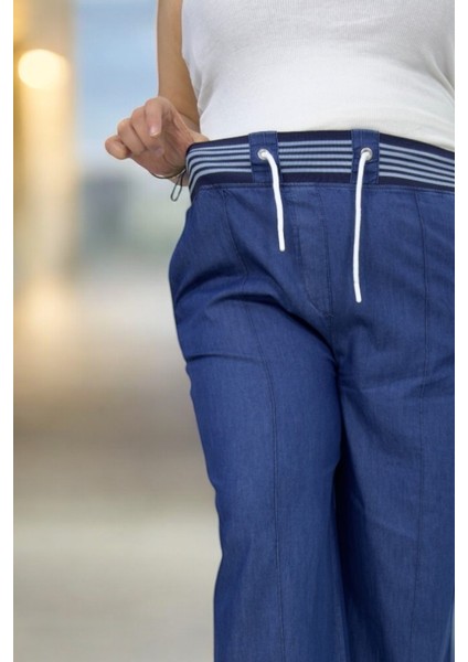 Kapamasız Beli Lastikli Ince Kot Kumaş Çımalı Büyük Beden Pantolon fiyatları