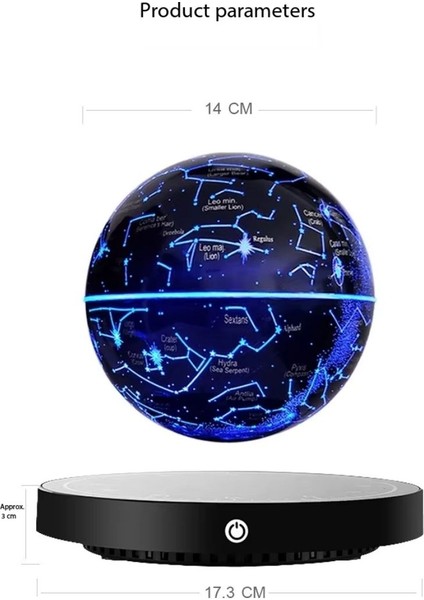 Manyetik Sihirli Takım Yıldızı Temalı Rgb LED Dokunmatik 14CM Çap Küre 6'' Havada Denge 360 Derece