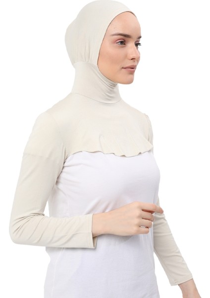 Boyunluklu Boneli Uzun Kolluk - Krem modelleri