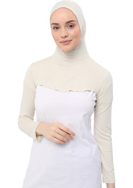 Boyunluklu Boneli Uzun Kolluk - Krem fırsatları