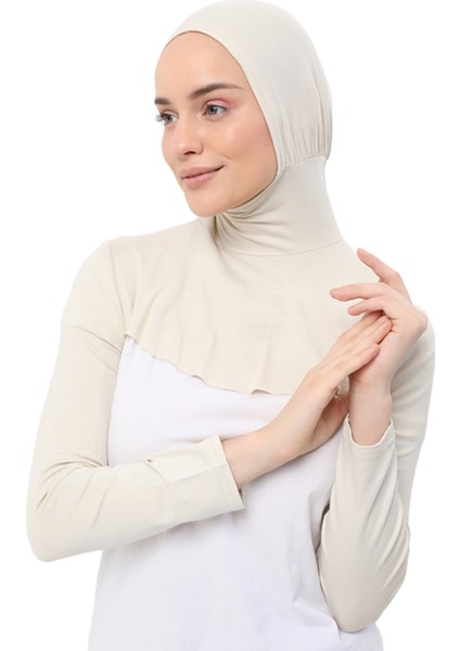 Boyunluklu Boneli Uzun Kolluk - Krem indirimleri