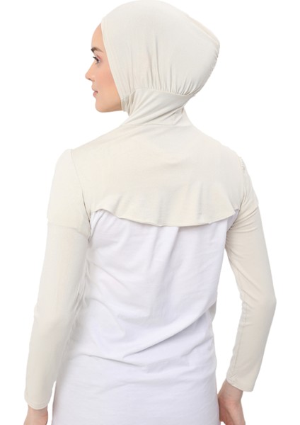 Boyunluklu Boneli Uzun Kolluk - Krem