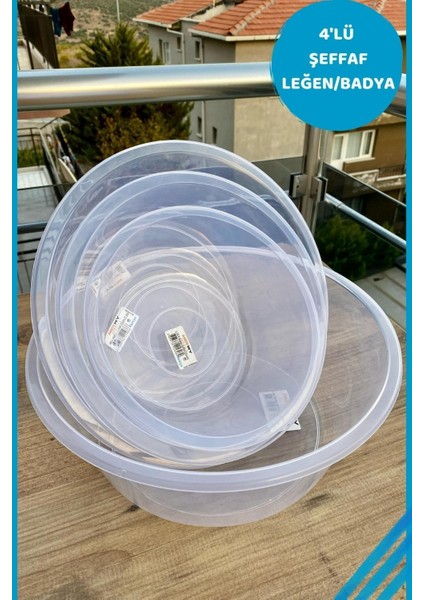 Şeffaf Bulaşık Leğen Seti, 4'lü Badya Set