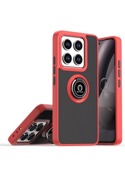 Xiaomi Mi 14T Montreal Yüzüklü Silikon Kapak - Kırmızı Zrnet