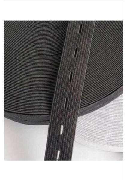 Siyah Renk Delikli-Ilikli Lastik 2 cm Eninde 2 Metre Uzunluk