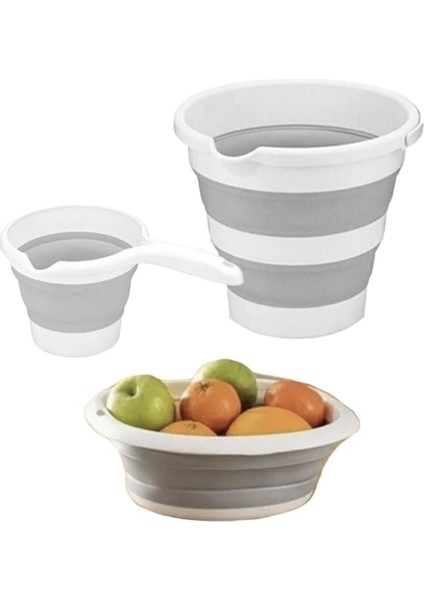 3 Lü Katlanır Set Kova Badya Maşrapa