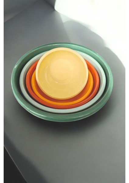 Badya Seti Renkli 5 Adet Yuvarlak Karıştırma & Saklama Kabı Çok Amaçlı Leğen