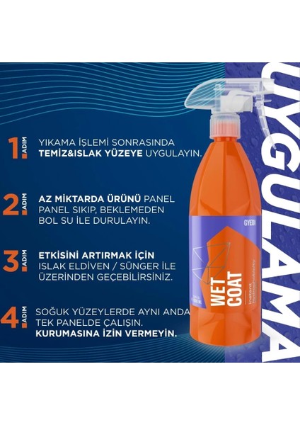 Q²m Wetcoat Nano Boya Koruma ve Seramik Sprey Hızlı Cila - 4000 ml -Su Itici Parlak Islak Cila